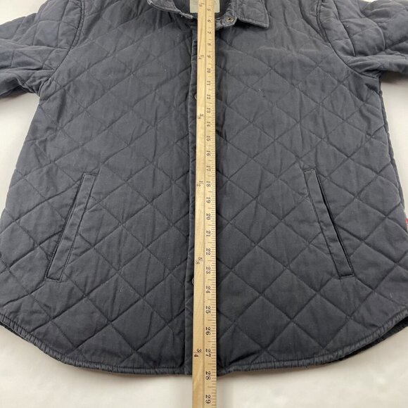 Levi’s Diamond Quilted Jacket Men’s L Navy Blue Insulated Snap Up Coat Cotton - Picture 6 of 12